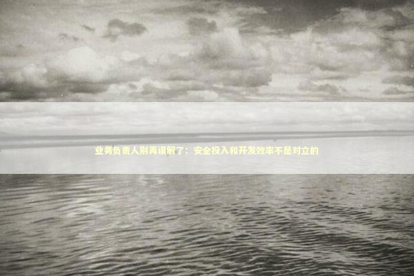 业务负责人别再误解了：安全投入和开发效率不是对立的